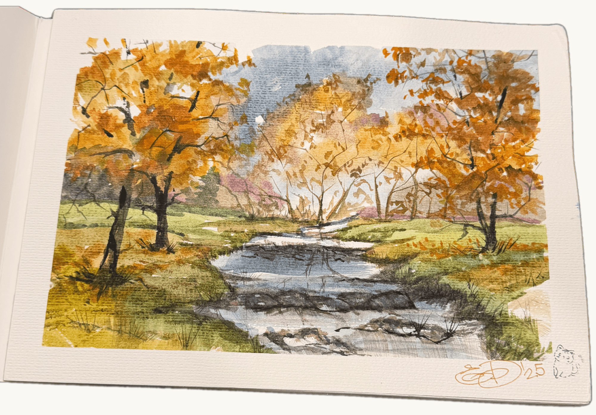 October Brook — Watercolour by Elena Doljenkova