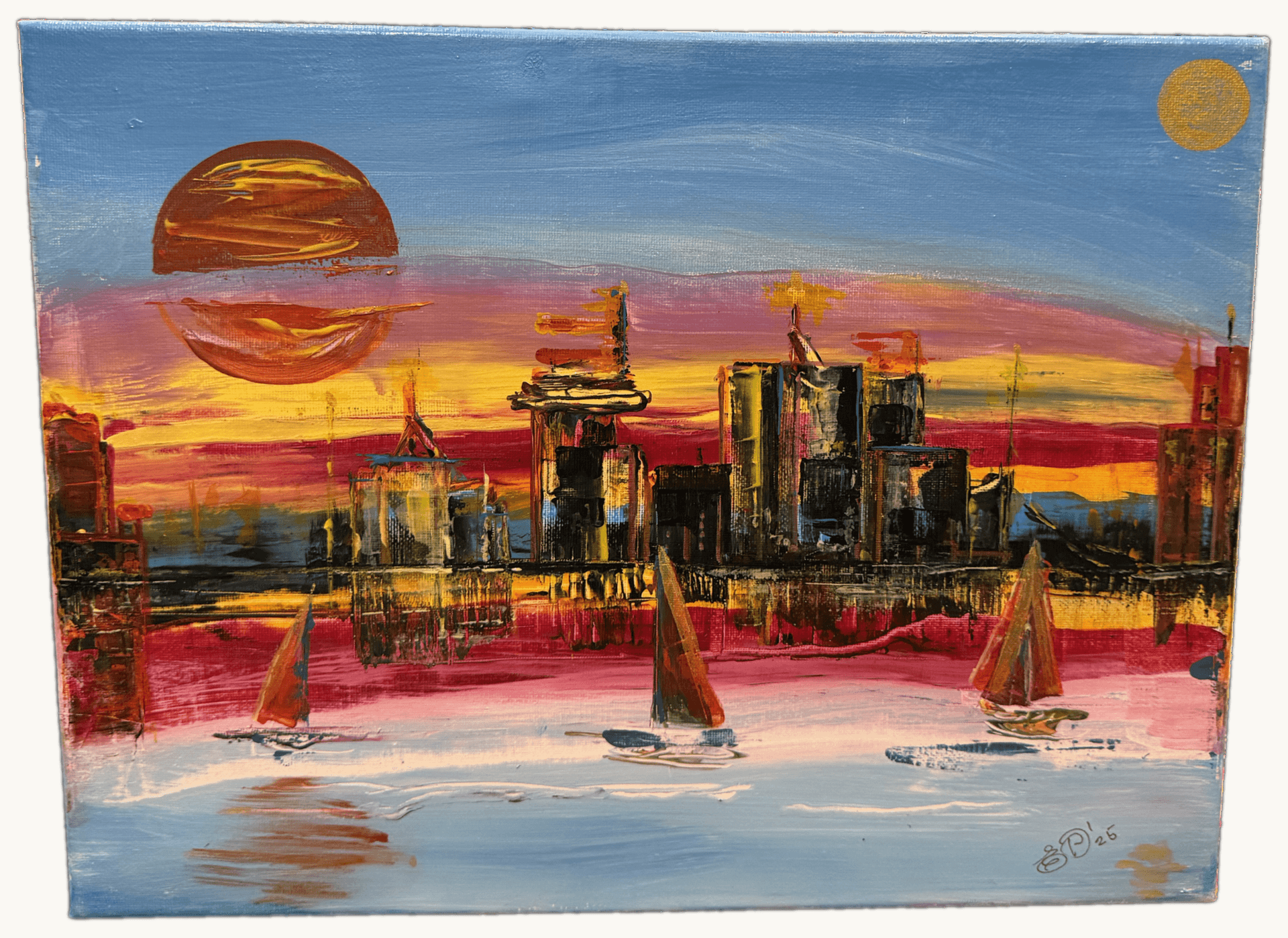 Twin Suns — Acrylic by Elena Doljenkova