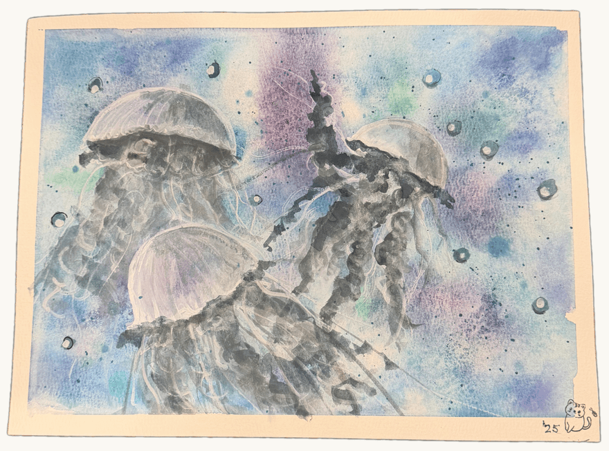 Moon Jellies — Watercolour by Elena Doljenkova