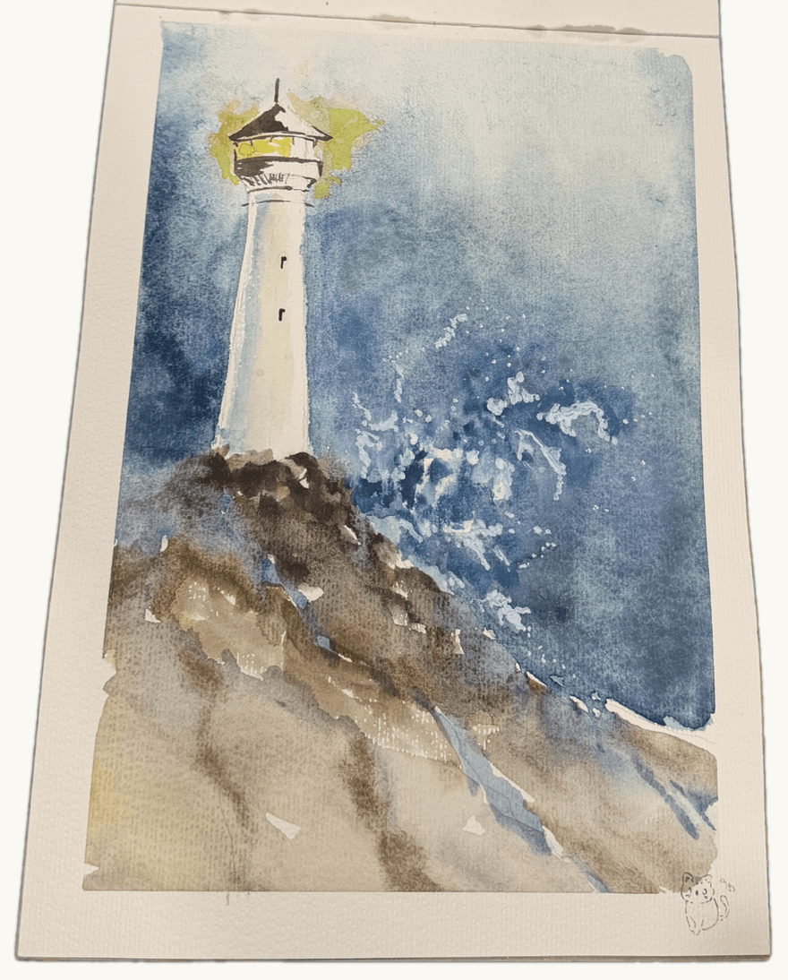 The Beacon — Watercolour by Elena Doljenkova