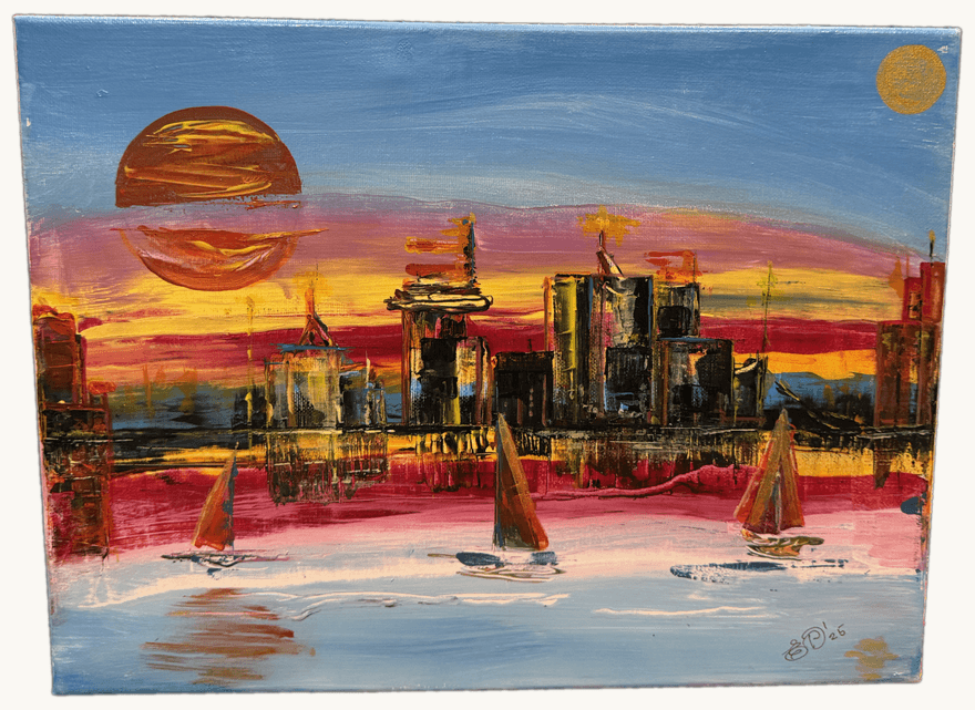 Twin Suns — Acrylic by Elena Doljenkova